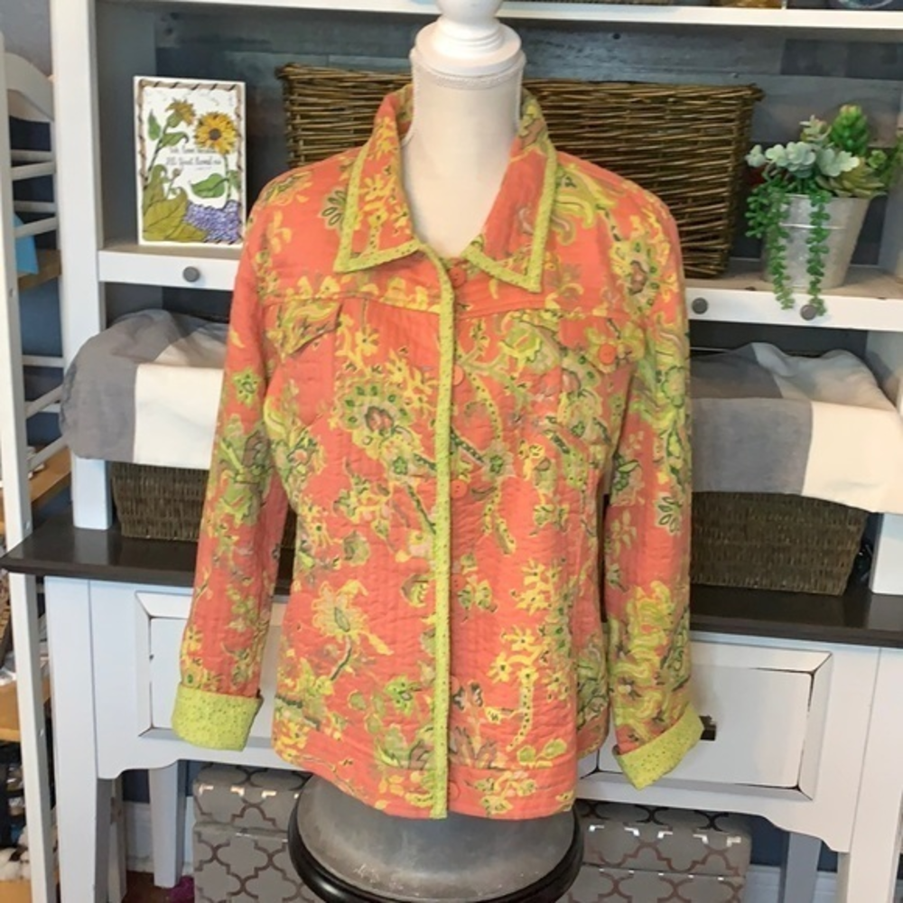 Provence D’Amour Reversible Lime Floral Jacket XL‎